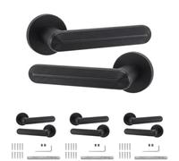 Decoranddecor Marin Matt Black Internal Door Handles 4 Pack | Reeded Lever on Round Rose, Sprung Return, 8mm Spindle, Bolt Through & Screw Fixings, Internal Doors