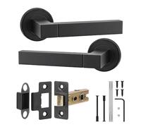 Decoranddecor Matt Black Door Handles Internal with Tubular Latch