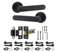 Decoranddecor Matt Black Internal Door Handles, Latch Kit 76mm 6 Pack