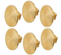 Decoranddecor Mira Spiral Round Cupboard Knob Handle - 40mm Diameter Zinc Alloy (Gold, 6 Pack)