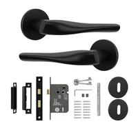 Decoranddecor Nanda Antique Brass Door Handles Internal - Aluminium Door Lever Sets Brass - Internal Door Handles with Lock and Keys
