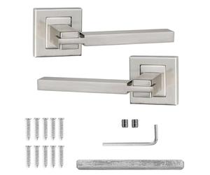 Decoranddecor Nexus Brushed Chrome Internal Door Handles - Aluminium Silver Handle Sets - Sl nd Durable Design for Bedrooms, Bathrooms, and Wooden Interior Doors