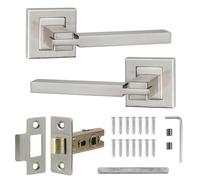 Decoranddecor Nexus Brushed Chrome Internal Door Handles - Aluminium Silver Handle Sets with Mortice Latch - Sleek and Durable Design for Wooden Interior Doors in Homes and Offices
