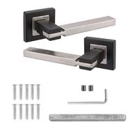 Decoranddecor Nexus Duo Finish Internal Door Handles, 1 Pair | Rectangular Lever on Square Rose, Sprung Return, 8mm Spindle, Bolt Through & Screw Fixings, Internal Doors, 1 Pair