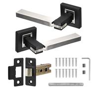 Decoranddecor Nexus Duo-Tone Silver and Black Internal Lever Set - Aluminium Handles with Mortice Latch, Contemporary Style Hardware for Home and Office Interior Doors