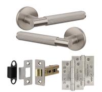Decoranddecor - Nickel Door Handle Set - Internal Door Handle Set - Hinge Kit 102mm - Hera Range