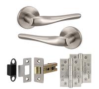 Decoranddecor - Nickel Door Handle Set - Internal Door Handle Set - Hinge Kit 102mm - Nanda Range