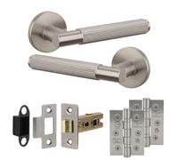 Decoranddecor - Nickel Door Handle Set - Internal Door Handle Set - Hinge Kit 76mm - Hera Range