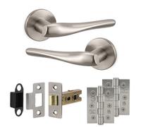 Decoranddecor - Nickel Door Handle Set - Internal Door Handle Set - Hinge Kit 76mm - Nanda Range