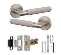 Decoranddecor - Nickel Door Handle Set - Internal Door Handle Set - Latch Kit 64mm - Hera Range