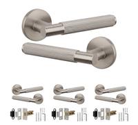 Decoranddecor - Nickel Door Handle Set - Internal Door Handle Set - Latch Kit 64mm - Hera Range - Pack Of 4