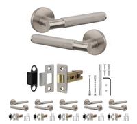 Decoranddecor - Nickel Door Handle Set - Internal Door Handle Set - Latch Kit 64mm - Hera Range - Pack Of 6