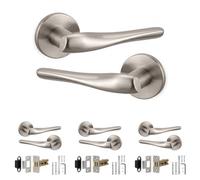 Decoranddecor - Nickel Door Handle Set - Internal Door Handle Set - Latch Kit 76mm - Nanda Range - Pack Of 4
