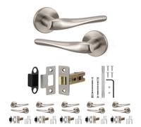 Decoranddecor - Nickel Door Handle Set - Internal Door Handle Set - Latch Kit 76mm - Nanda Range - Pack Of 6