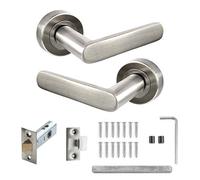 Decoranddecor - Nickel Door Handle Set - Internal Door Handle Set - Nickel Door Lever Handles Latch Kit - Echo Range