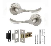Decoranddecor - Nickel Door Handle Set - Internal Door Handle Set - Nickel Door Lever Handles Latch Kit - Nimbus Range
