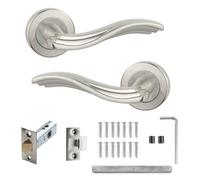 Decoranddecor - Nickel Door Handle Set - Internal Door Handle Set - Nickel Door Lever Handles Latch Kit - Solace Range