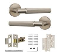 Decoranddecor Nickel Door Handles - Internal Door Handles For Doors - Interior Door Handles Latch And Door Hinge - Hera Range