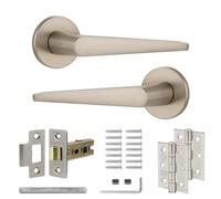 Decoranddecor Nickel Door Handles - Internal Door Handles For Doors - Interior Door Handles Latch And Door Hinge - Terra Range