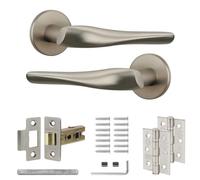 Decoranddecor Nickel Door Handles - Internal Door Handles For Doors - Interior Door Handles Latch And Door Hinge - Nanda Range