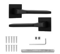 Decoranddecor Penta Aluminium Internal Door Handle Set - Matt Black Finish Lever Hardware for Bedrooms and Bathrooms, Durable Contemporary Design for Residential and Commercial Interior Spaces