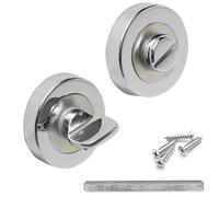 Decoranddecor Round Turn and Release Set for Bathroom Lock 54mm - Toilet Door Thumb Twist (Chrome/Brushed Nickel)