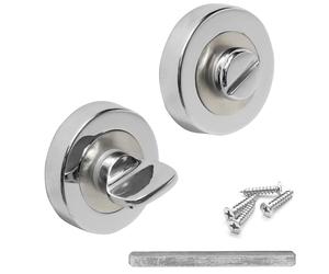 Decoranddecor Round Turn and Release Set for Bathroom Lock 54mm - Toilet Door Thumb Twist (Chrome/Brushed Nickel)