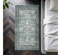 Decoranddecor Rug, Washable Rugs, Bedroom Kitchen Rugs, 80X150Cm, Non-Slip, Pet Friendly, Low Pile, Floral Rug - Zafira