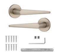 Decoranddecor Satin Nickel Door Handles Internal - Aluminium Silver Door Handles for Internal Doors | Round Rose Internal Door Handles for Bedrooms & Bathroom | Terra Range