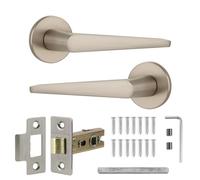 Decoranddecor Satin Nickel Door Handles Internal - Aluminium Silver Door Handles Sets for Wooden Interior Doors| Internal Door Handles with Mortice Latch | Terra Door Handle Range