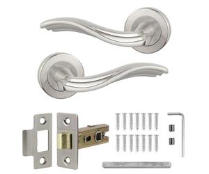 Decoranddecor Solace Silver Internal Door Handles - Aluminium Handle Sets with Mortice Latch - Sl nd Durable Design for Wooden Interior Doors in Homes, Offices, and Bedrooms