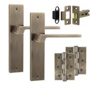 Decoranddecor Spectra Antique Brass Door Handles Internal Latch & 2 Hinges