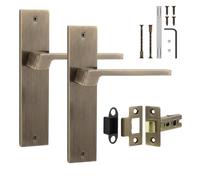 Decoranddecor Spectra Antique Brass Door Handles Internal with Latch Kit