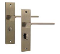 Decoranddecor Spectra Antique Brass Keyhole Backplate Door Handles Set - Lever Door Handles with Backplate for Modern Internal Applications in Commercial and Residential