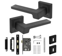Decoranddecor Spectra Matt Black Aluminium Lever Handles - Internal Door Set with Lock and Keys, Sleek Modern Hardware for Home and Office Interiors, Ideal for Bedrooms or Private Living Spaces