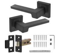Decoranddecor Spectra Matt Black Aluminium Lever Handles - Internal Door Set with Mortice Latch, Sleek Contemporary Design for Bedrooms, Bathrooms, and Modern Home or Office Interiors