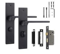 Decoranddecor Spectra Matt Black Bathroom Door Handles with Lock Kit