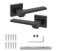 Decoranddecor Spectra Matt Black Internal Door Handles, 1 Pair | Angular Lever on Square Rose, Sprung Return, 8mm Spindle, Bolt Through & Screw Fixings, Internal Doors, 1 Pair