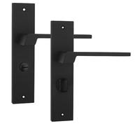 Decoranddecor Spectra Matt Black Keyhole Backplate Door Handles Set - Lever Door Handles with Backplate for Modern Internal Applications in Commercial and Residential Environments