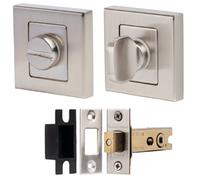 Decoranddecor Square Bathroom Turn And Release Thumbturn With Fire Rated Tubular Mortice Deadbolt 76mm - Satin Nickel