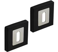 DecorAndDecor Square Escutcheon Thumb Turn Key Rose (Black/Chrome Standard)