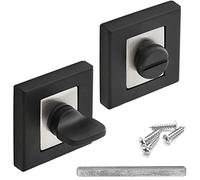 Decoranddecor Square Escutcheon Thumb Turn Key Rose (Black/Chrome WC Thumb Turn)