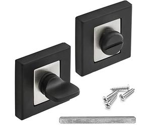 Decoranddecor Square Escutcheon Thumb Turn Key Rose (Black/Chrome WC Thumb Turn)