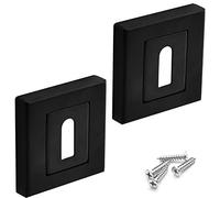 DecorAndDecor Square Escutcheon Thumb Turn Key Rose (Black Standard)
