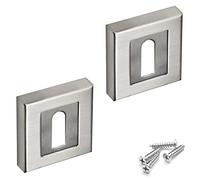 DecorAndDecor Square Escutcheon Thumb Turn Key Rose (Chrome Standard)