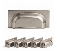 Decoranddecor Tala Cup Cabinet Door Handles - Satin Nickel Kitchen Drawer Handles - 6 Pack