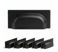 Decoranddecor Tala Cup Handles - Matt Black Kitchen Cupboard Door Handles - 6 Pack
