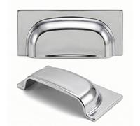 Decoranddecor Tala Cup Handles - Polished Chrome Kitchen Cupboard Door Handles - 2 Pack