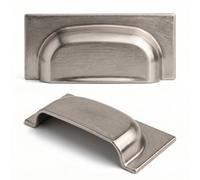 Decoranddecor Tala Cup Handles - Satin Nickel Kitchen Cupboard Door Handles - 2 Pack