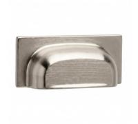 Decoranddecor Tala Square Cup Handles 64mm, Brushed Chrome, 1 Pack | Square Cup Pull Handle, Shaker Style Shell Design, Kitchen Cupboard & Drawer Hardware, Solid Zinc Alloy, Screws Included